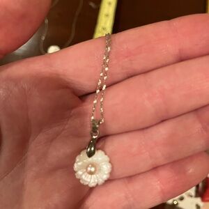 Elegant Silver Necklace with White Flower